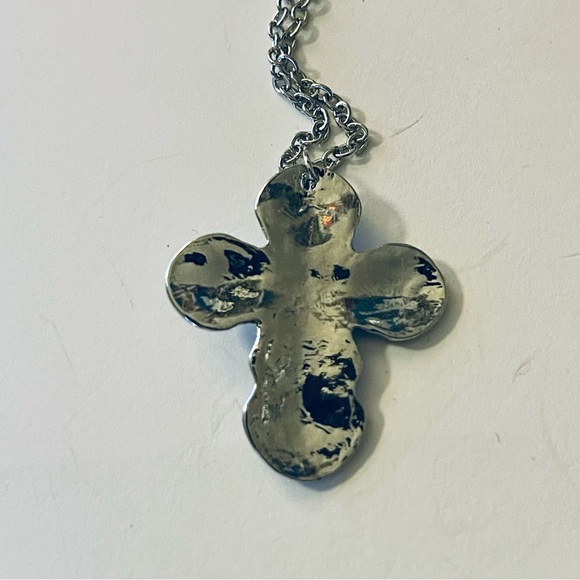 New Sterling Silver Handmade Natural Turquoise Religious Catholic Cross Necklace - Picture 9 of 14